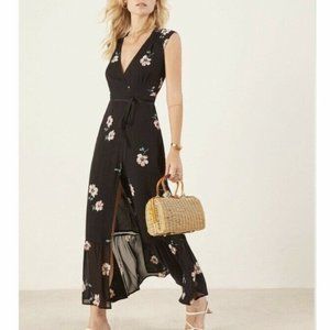 NWT Reformation haven floral printed black dress S